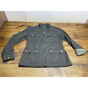 J. Crew Green Relaxed Boyfriend Field Jacket With Gold Snaps Women's Size M